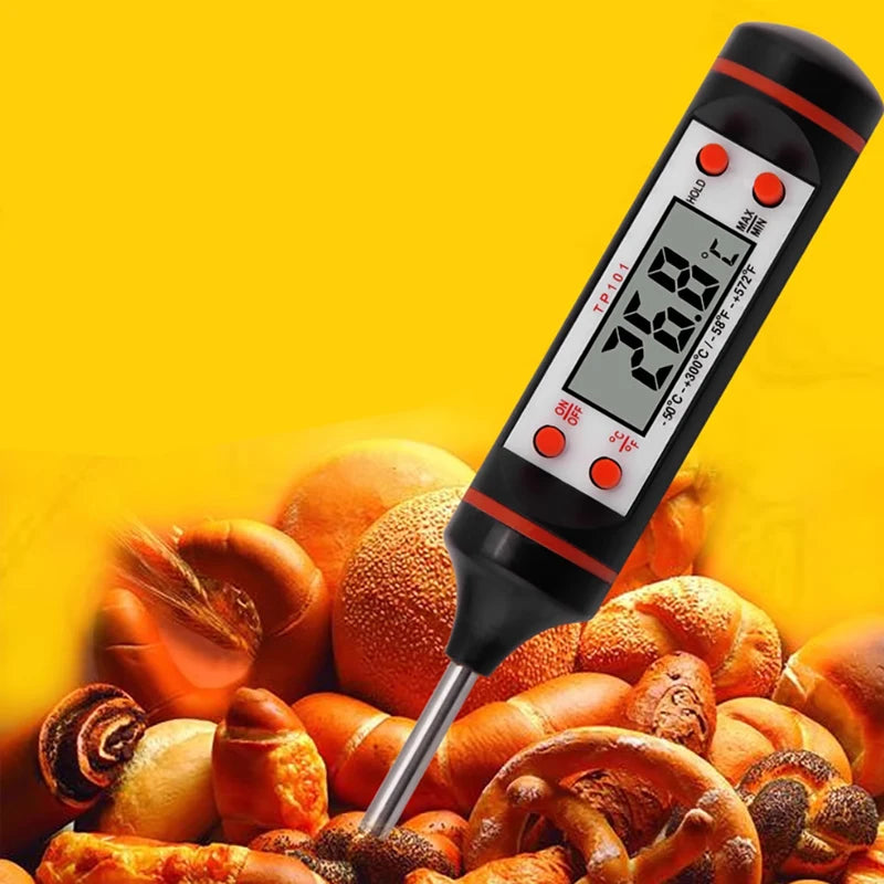 Fantastic Digital Food Thermometer Electronic Kitchen Cooking Baking Digital Display Stainless Steel - Top Kitchen Essentials