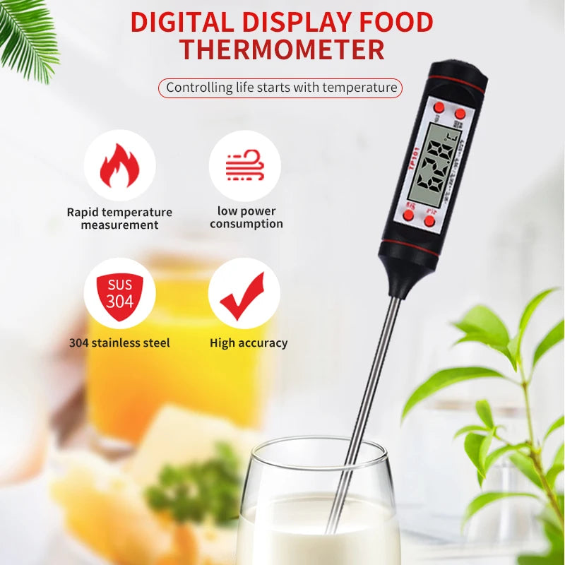 Fantastic Digital Food Thermometer Electronic Kitchen Cooking Baking Digital Display Stainless Steel - Top Kitchen Essentials